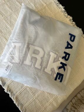 Parke Light Gray Crewneck Sweater with Collegiate Lettering